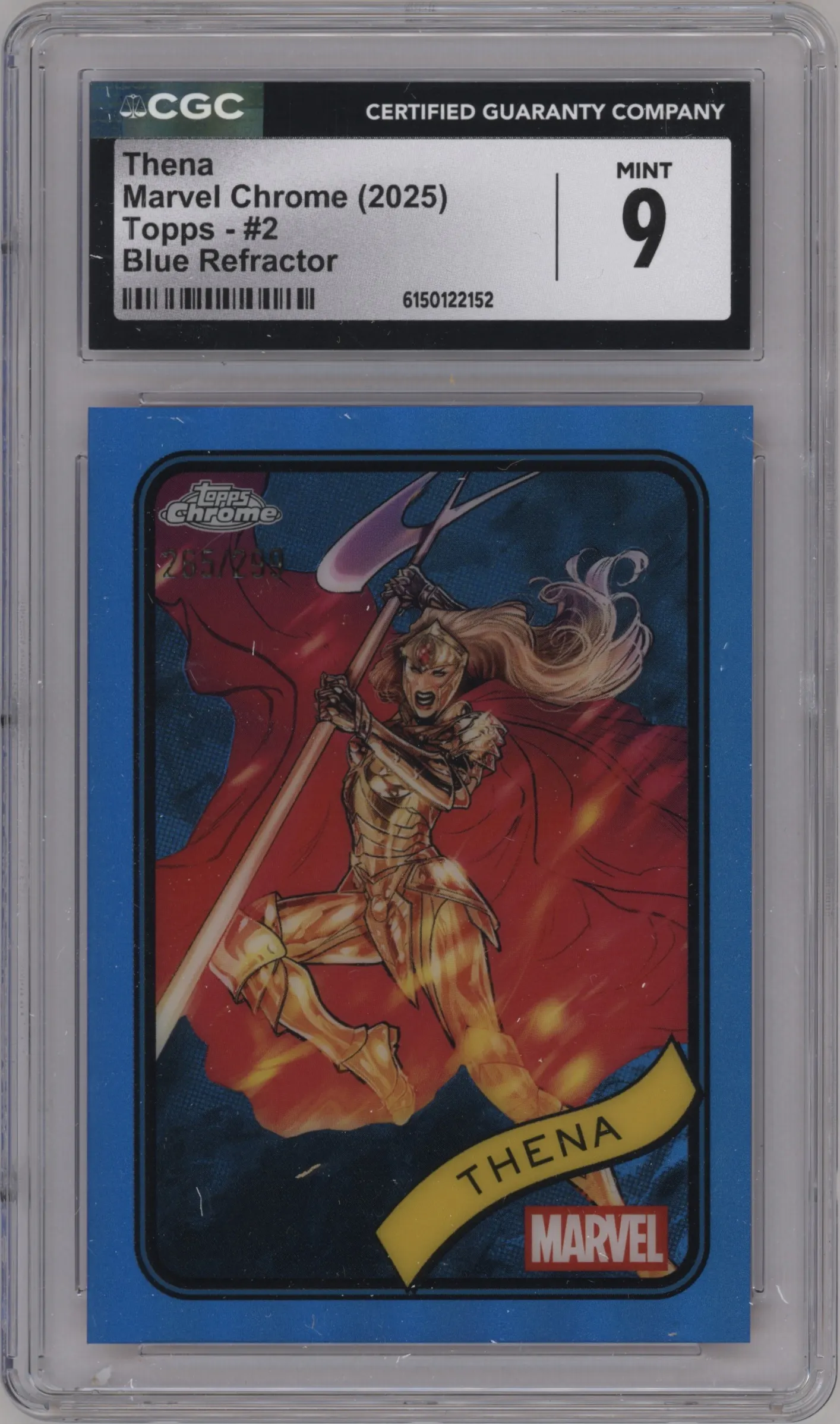 2025 Topps Chrome Marvel Thena Blue Refractor CGC 9