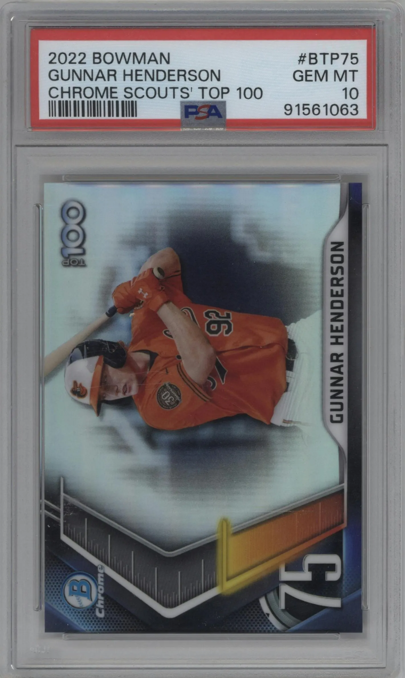 2022 Bowman Top 100 Gunnar Henderson #BTP-75 PSA 10
