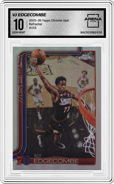 2025 Topps Chrome Update VJ Edgecombe Refractor #153 ARENA CLUB 10