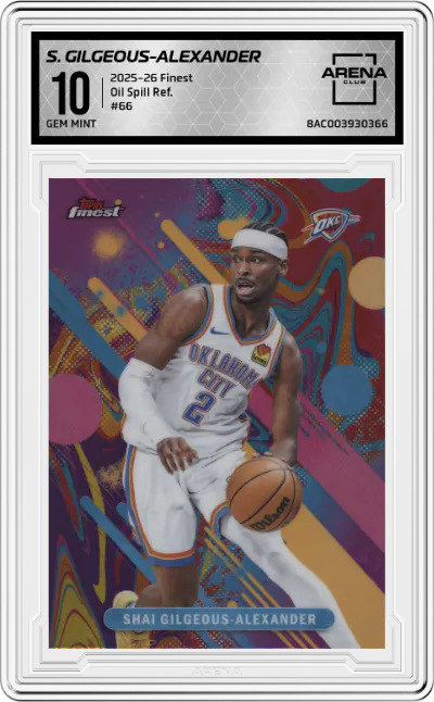 2025 Finest Shai Gilgeous-Alexander Oil Spill Refractor #66 ARENA CLUB 10