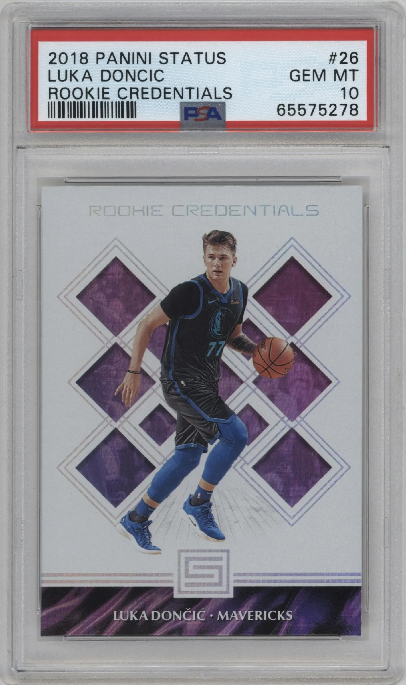 2018 Panini Status Rke.Credentials Luka Doncic #26 PSA 10