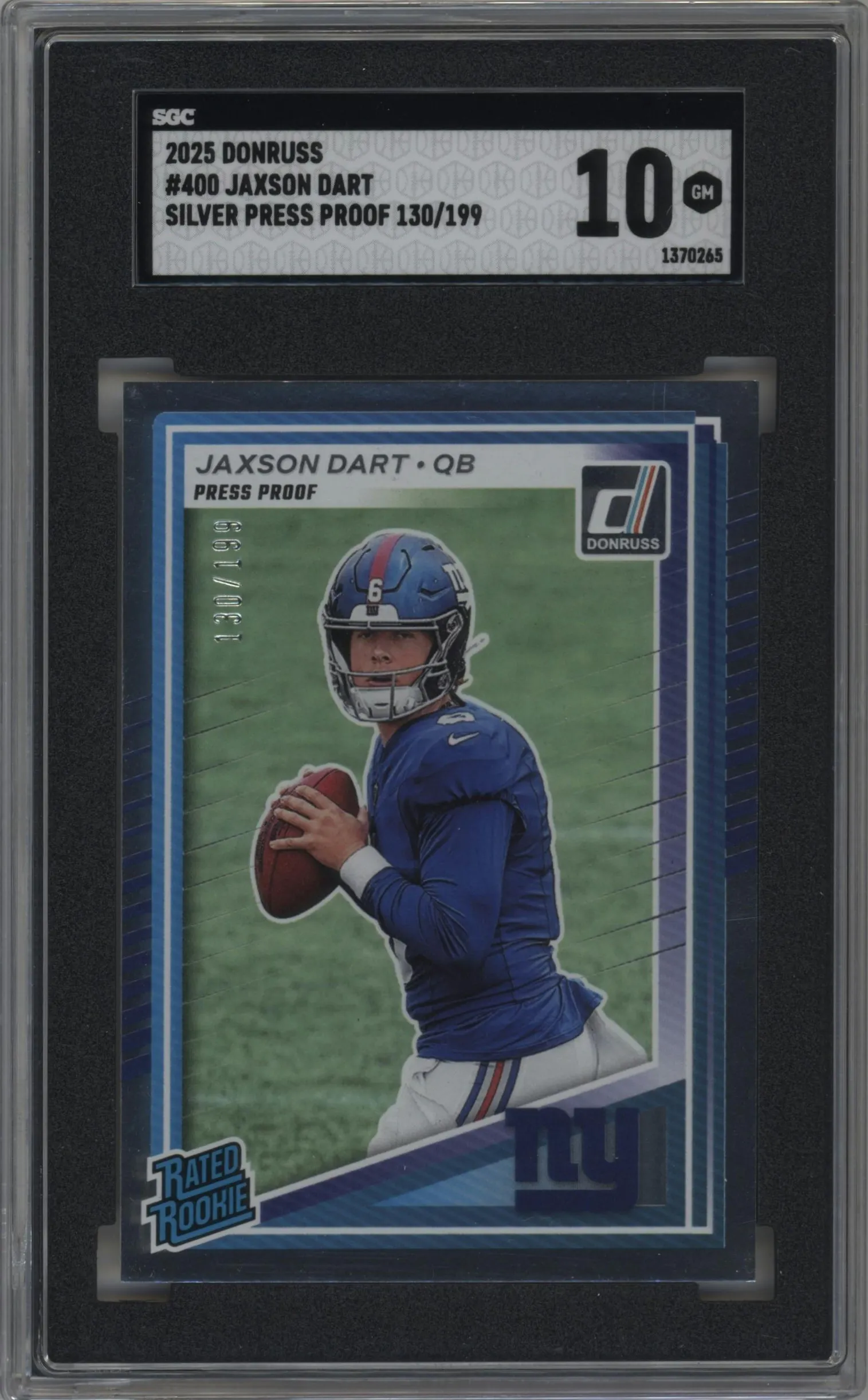 2025 Panini Donruss Rated Rookie Jaxson Dart Press Proof Silver #400 SGC 10
