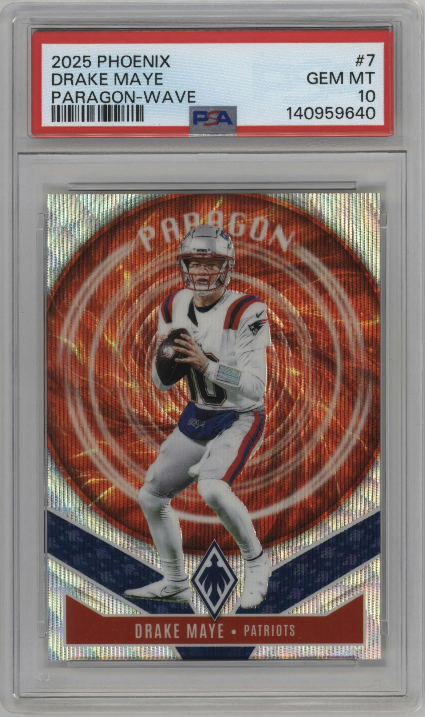 2025 Panini Phoenix Paragon Drake Maye Wave #7 PSA 10