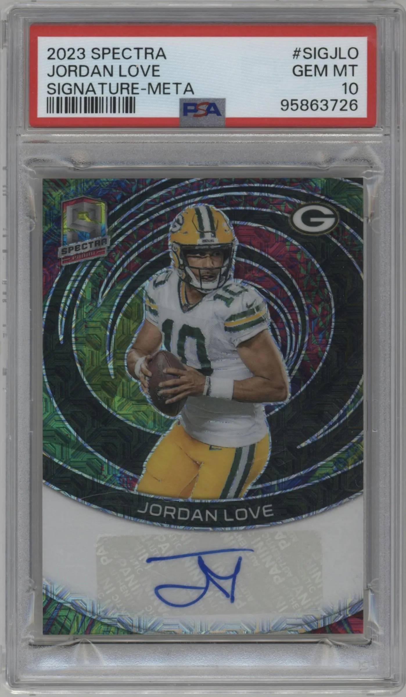 2023 Panini Spectra Sig. Jordan Love Meta #SIG-JLO PSA 10