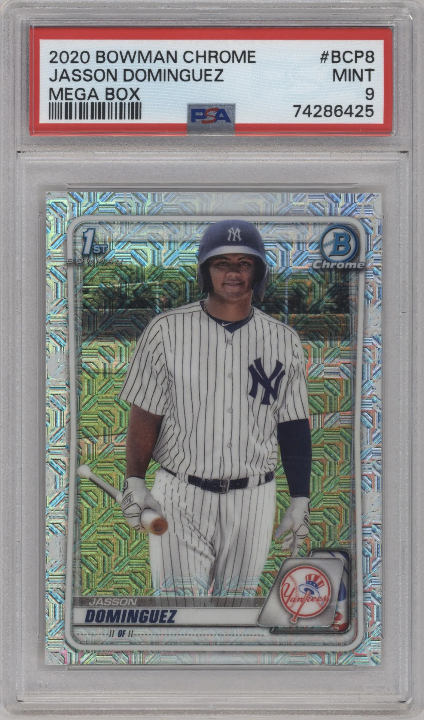 2020 Bowman Mega Box Chrome Chrome Prospect Jasson Dominguez PSA 9