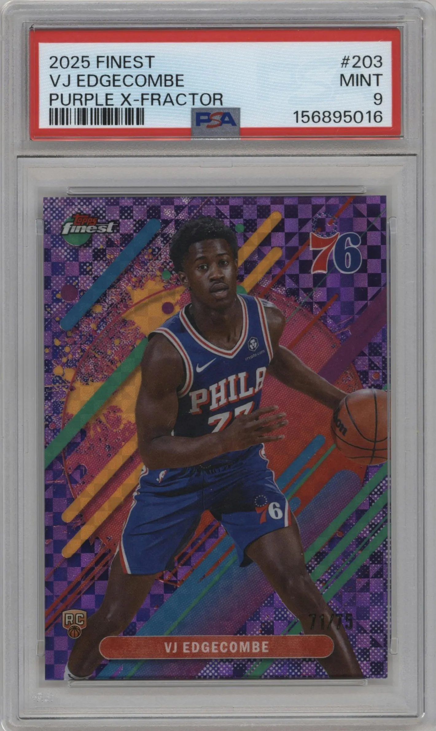 2025 Finest VJ Edgecombe Purple X-Fractor #203 PSA 9