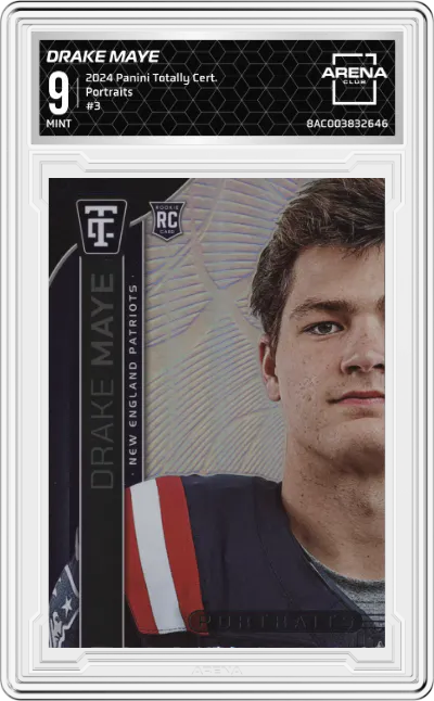 2024 Panini Totally Certified Portraits Drake Maye #3 ARENA CLUB 9