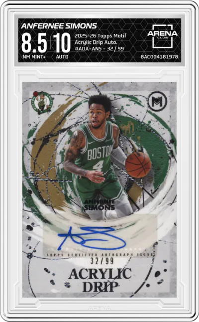 2025 Topps Motif Acrylic Drip Auto. Anfernee Simons #ADA-ANS ARENA CLUB 8.5
