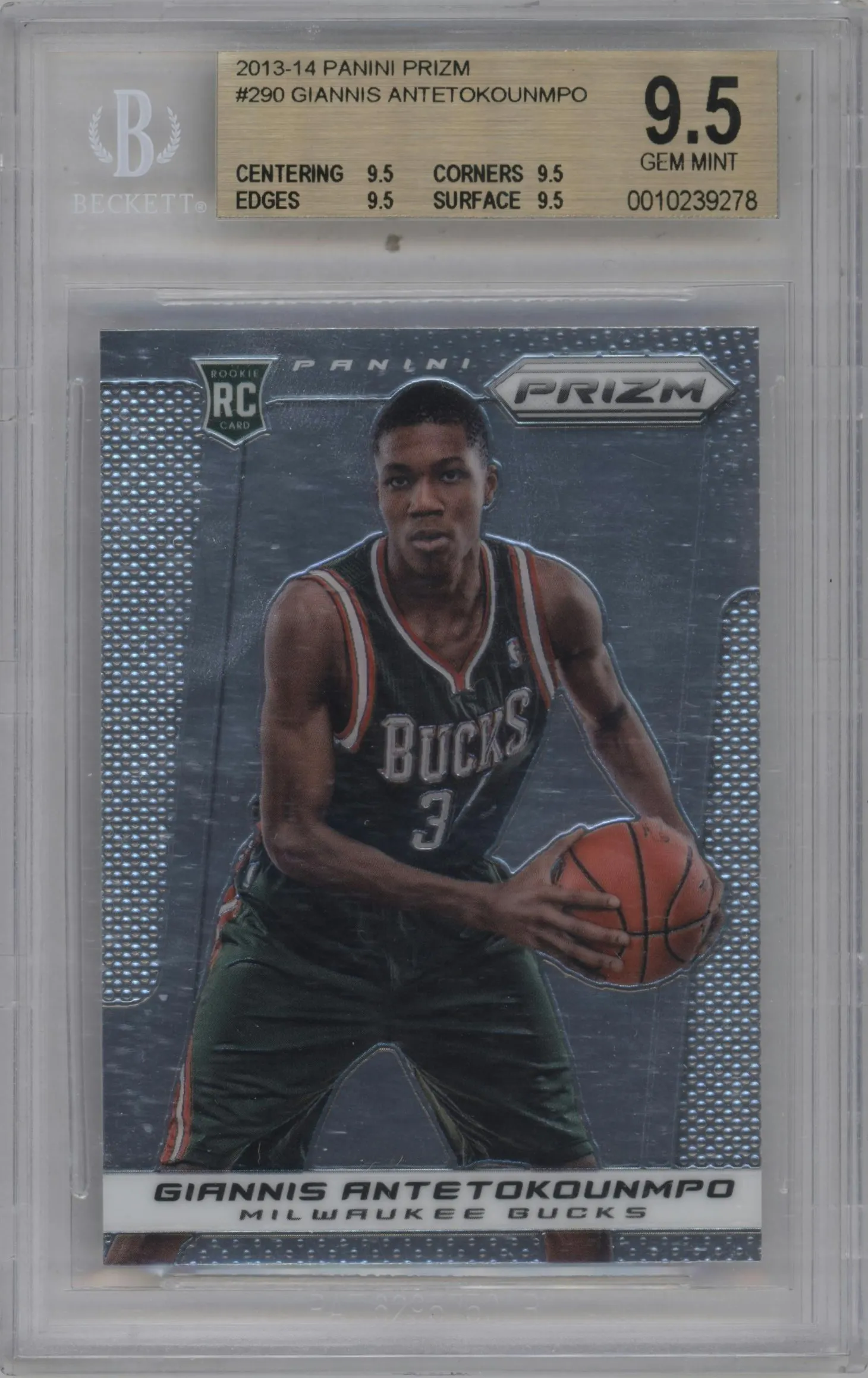 2013 Panini Prizm Giannis Antetokounmpo #290 BGS 9.5