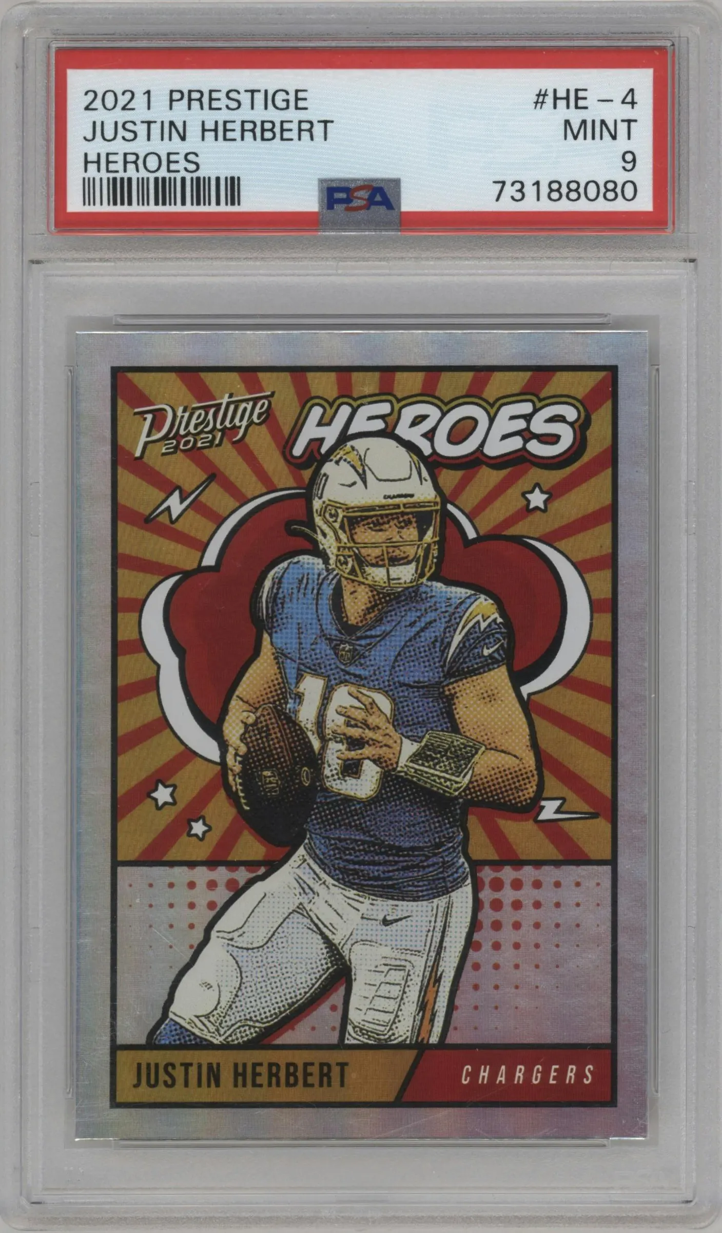 2021 Panini Prestige Heroes Justin Herbert #HE-4 PSA 9