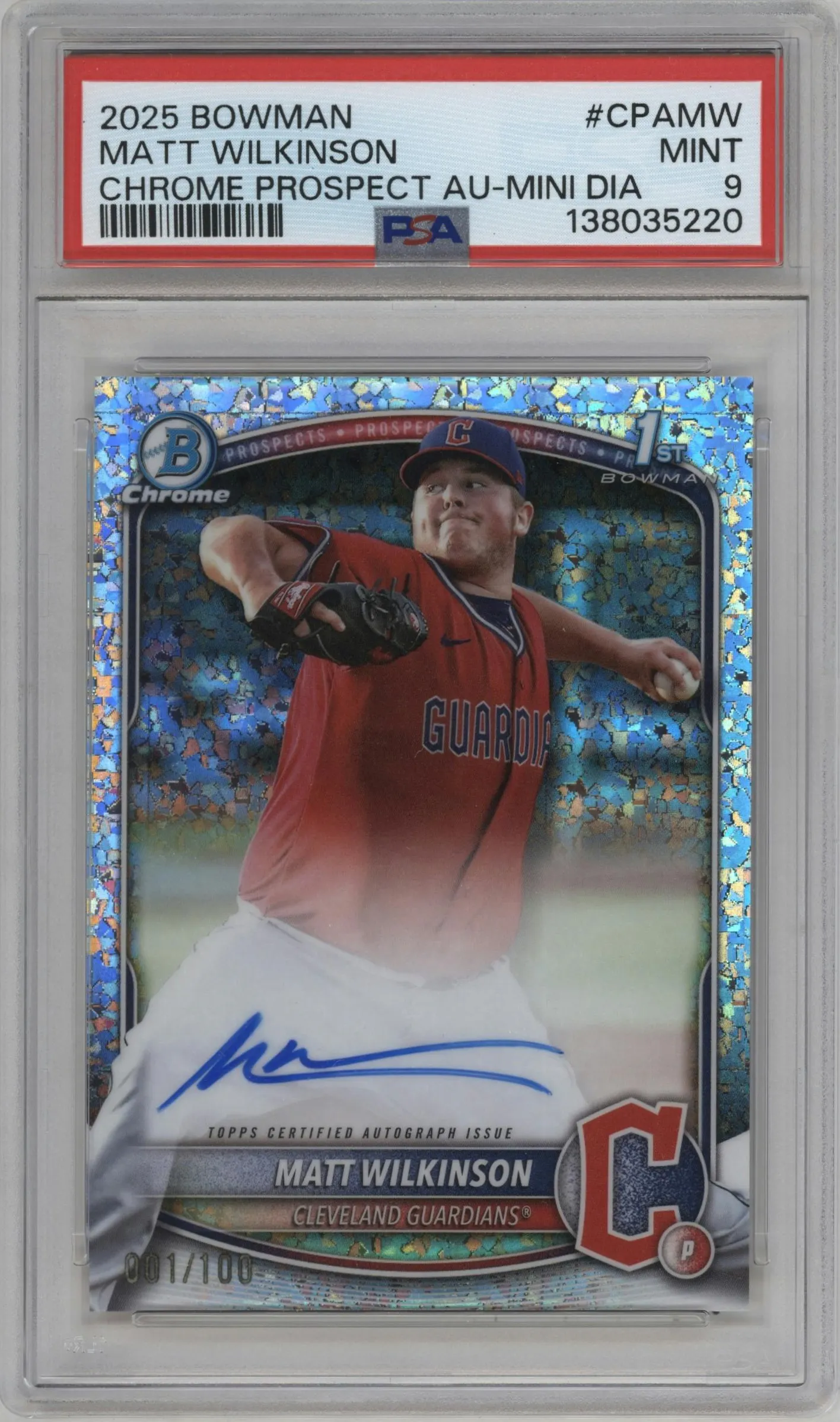 2025 Bowman Chr.Pros.AU Matt Wilkinson Mini-Diamond Refractor #CPA-MW PSA 9