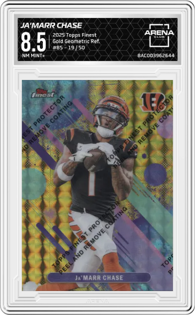2025 Topps Finest Ja'Marr Chase Gold Geometric Refractor #85 ARENA CLUB 8.5