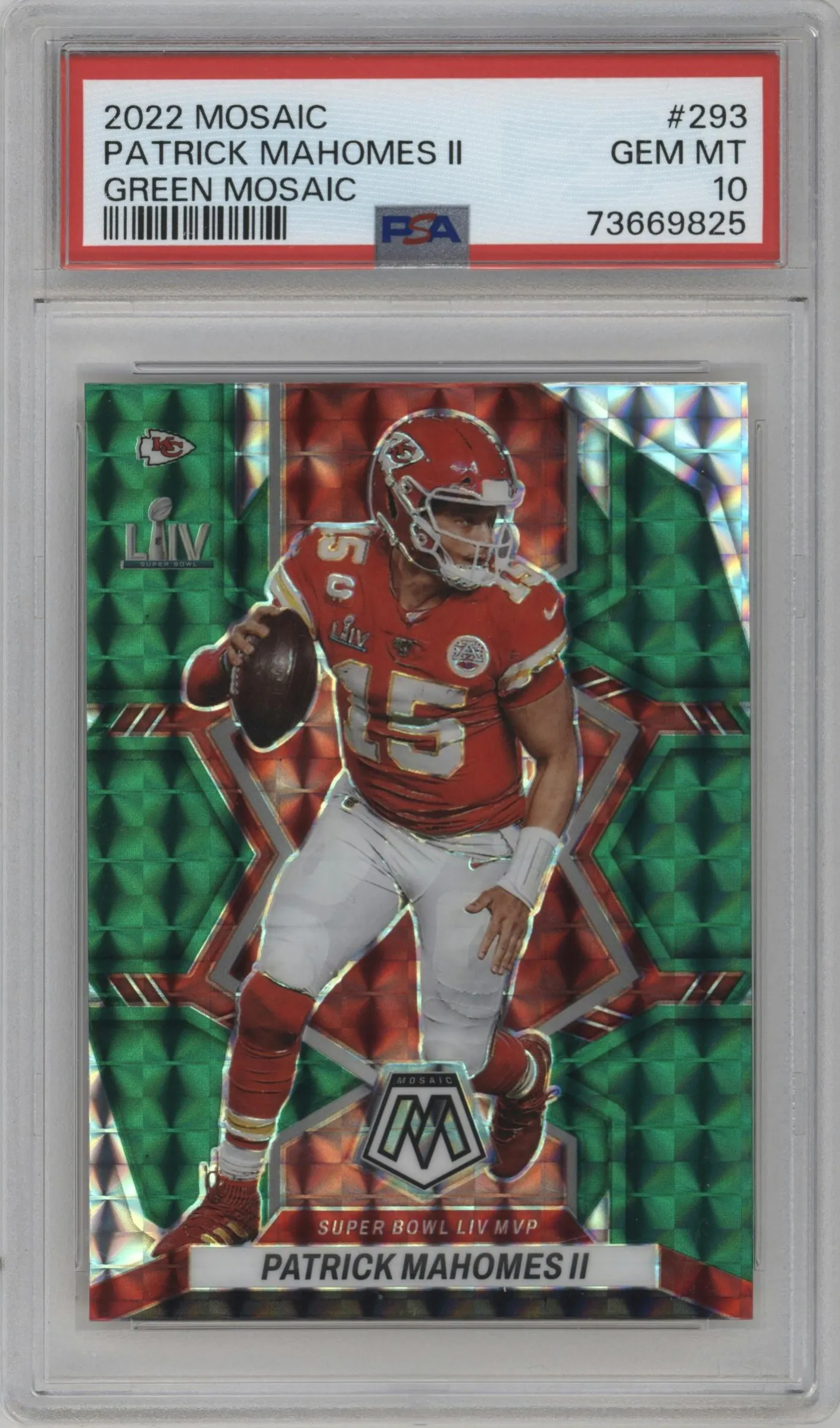2022 Panini Mosaic Patrick Mahomes II Green Mosaic #293 PSA 10