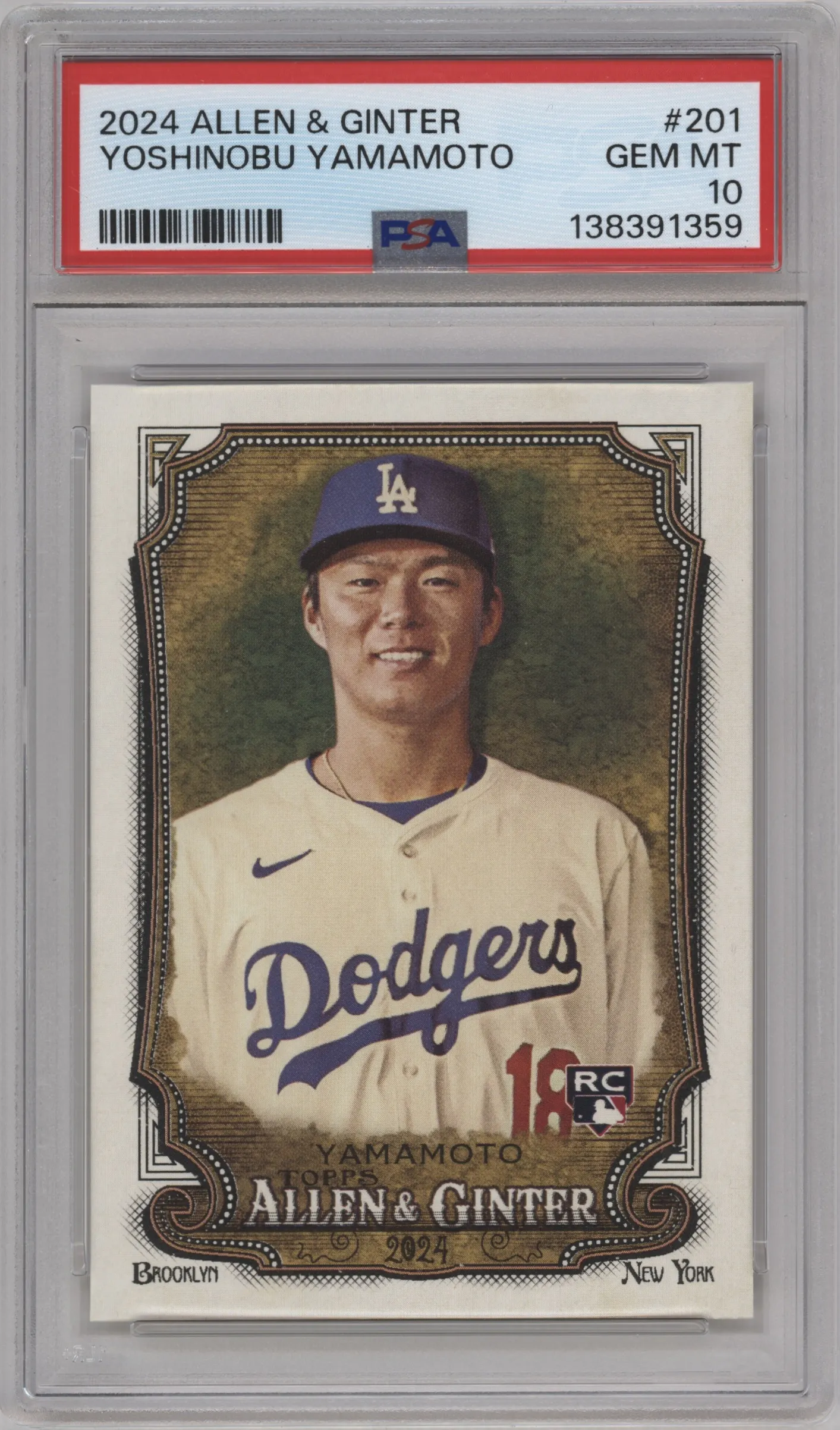 2024 Topps Allen & Ginter Yoshinobu Yamamoto #201 PSA 10