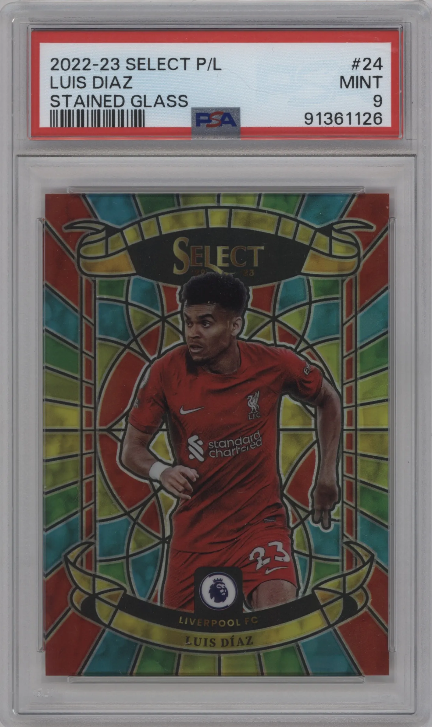 2022 Panini Select Premier League Stained Glass Luis Diaz #24 PSA 9