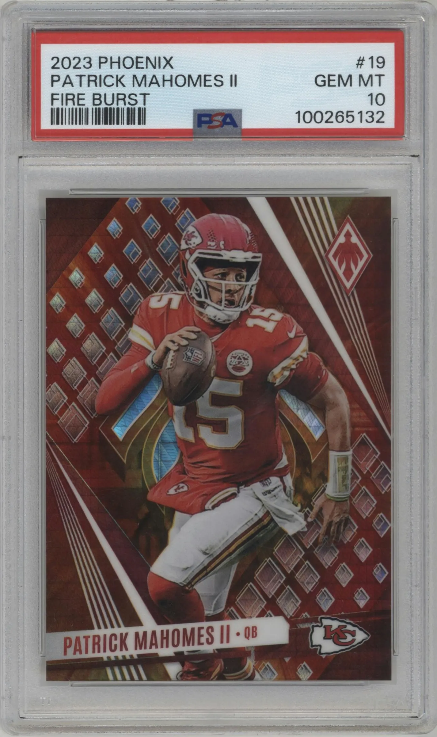 2023 Panini Phoenix Patrick Mahomes II Fire Burst #19 PSA 10