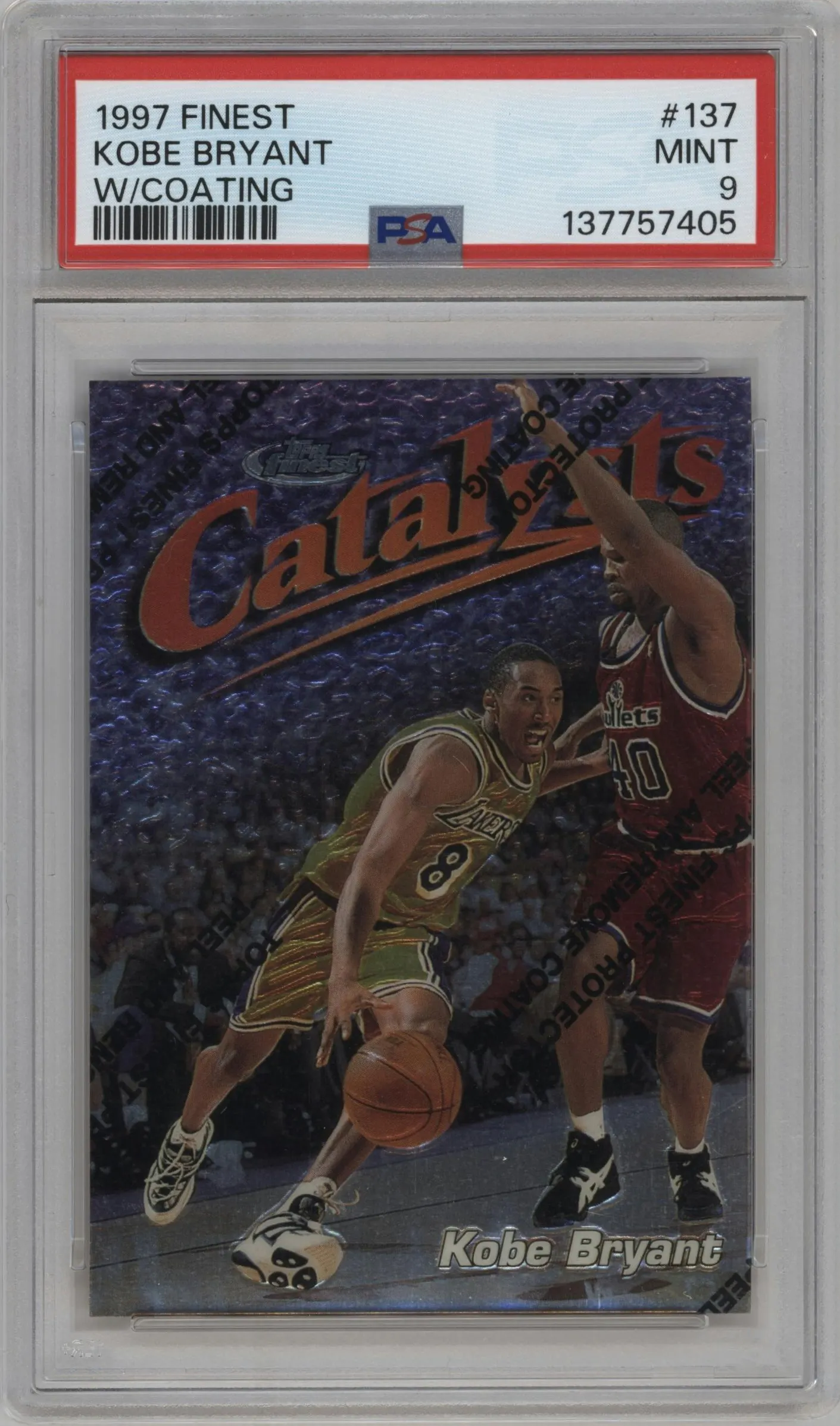 1997 Topps Finest Kobe Bryant W/ Coating #137 PSA 9