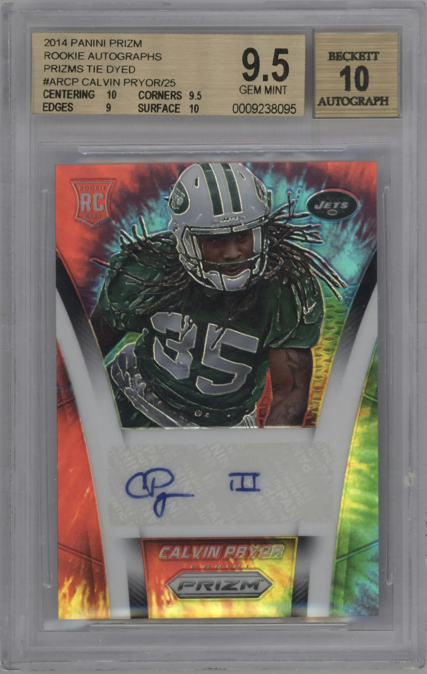 2014 Panini Prizm Auto Rke. Calvin Pryor Tie-Dye #AR-CP BGS 9.5