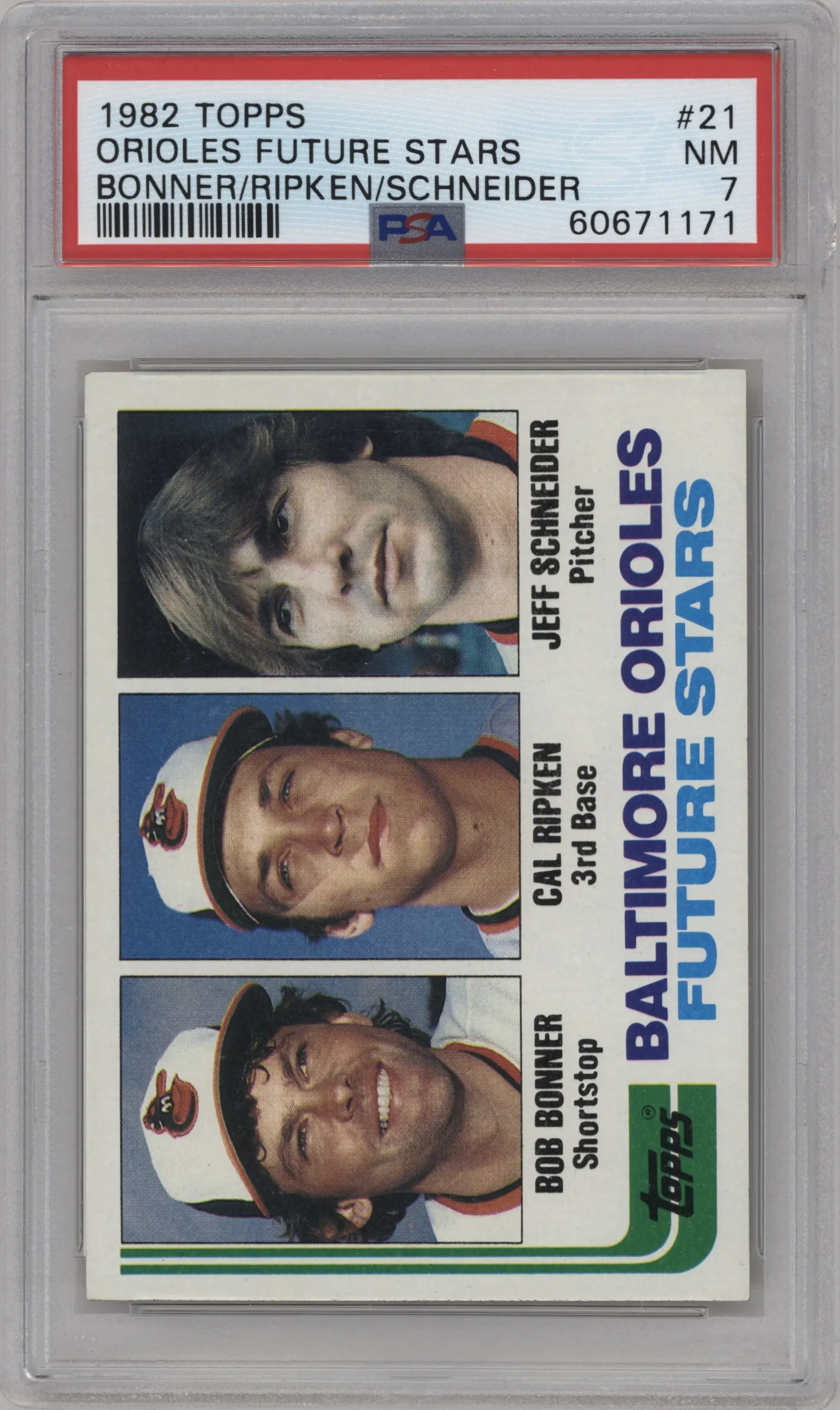 1982 Topps Bob Bonner/Cal Ripken/Jeff Schneider #21 PSA 7