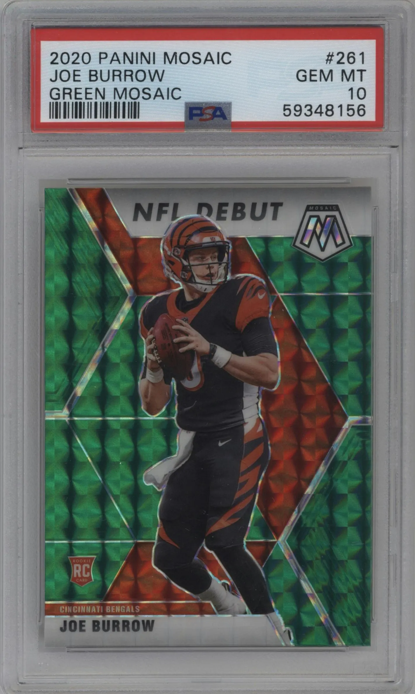 2020 Panini Mosaic Joe Burrow Green Mosaic PSA 10
