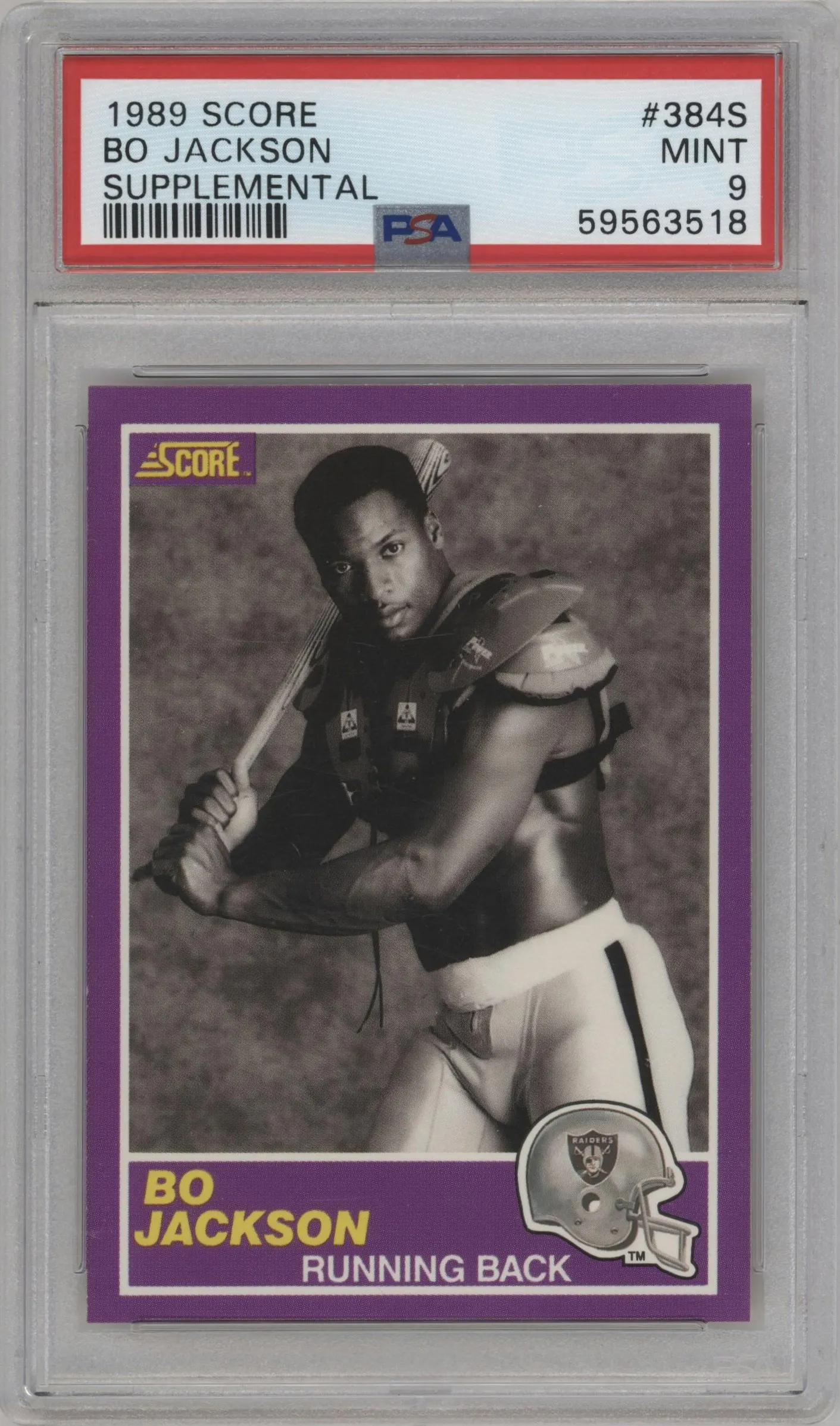 1989 Score Supplemental Bo Jackson #384S PSA 9
