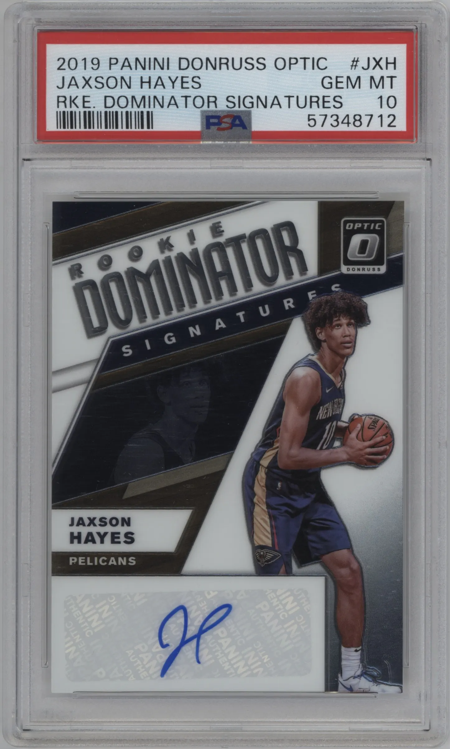 2019 Panini Donruss Optic Dominators Sig. Jaxson Hayes #RD-JXH PSA 10
