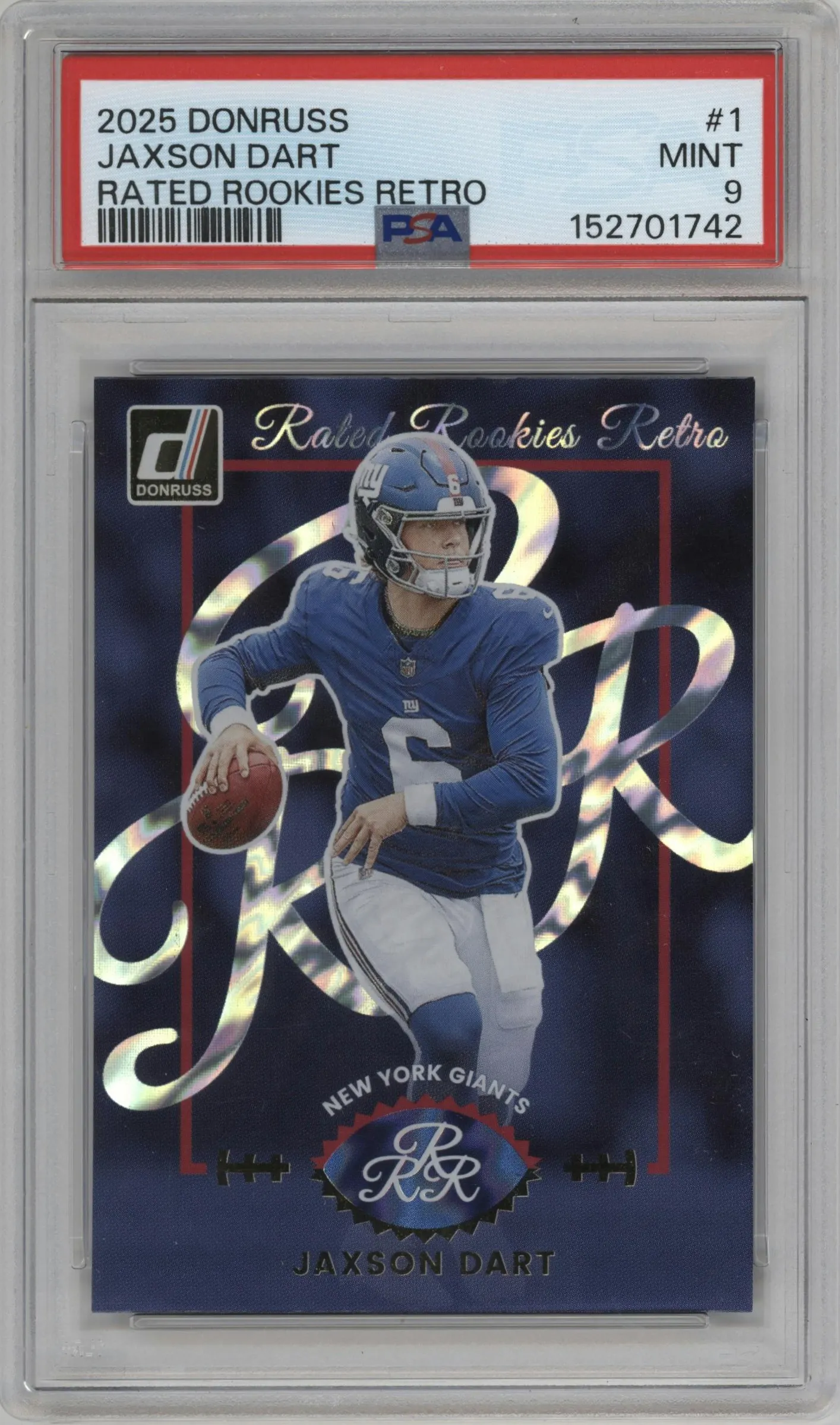 2025 Panini Donruss Rtd.Rke.Retro Jaxson Dart #1 PSA 9