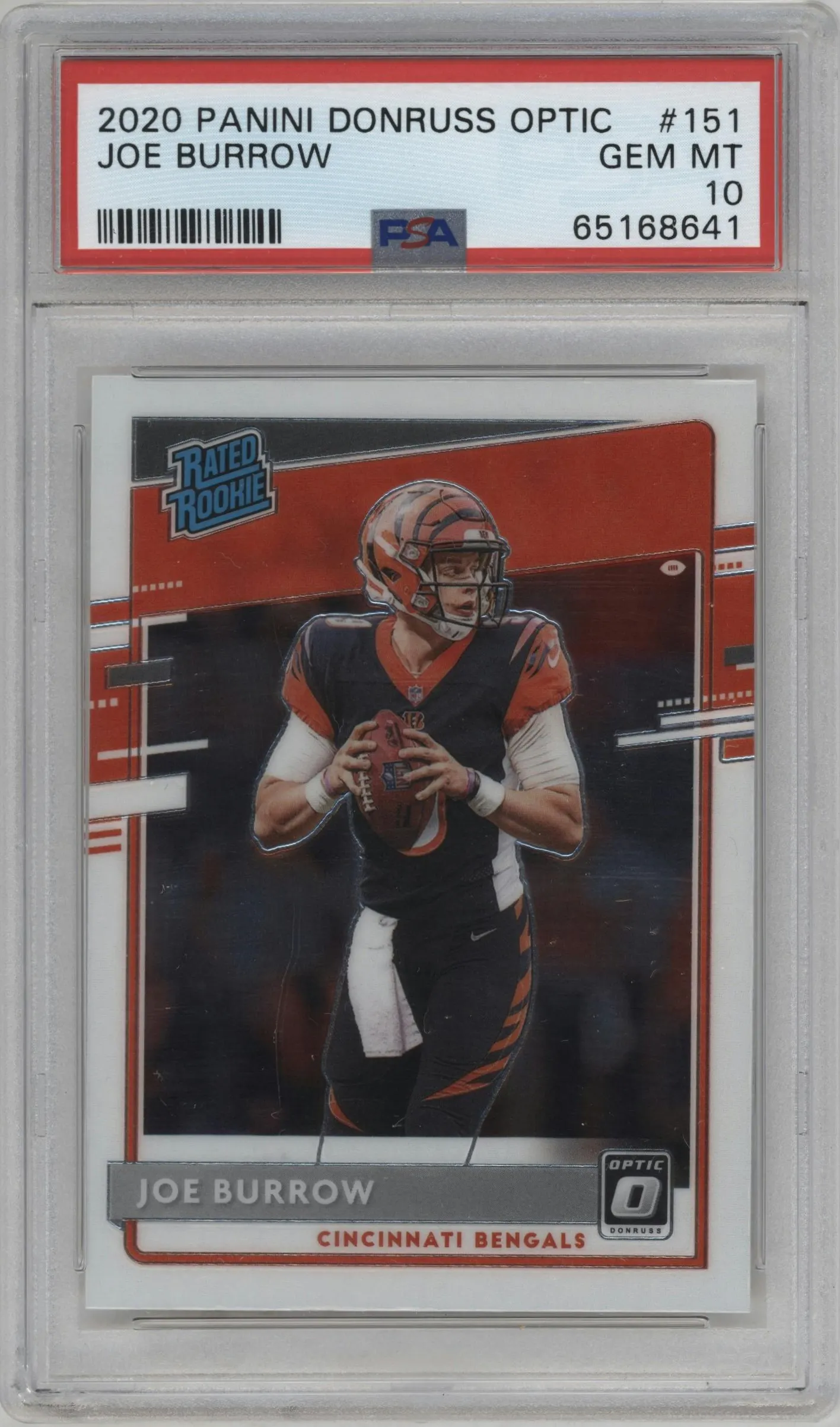 2020 Panini Donruss Optic Rated Rookie Joe Burrow #151 PSA 10