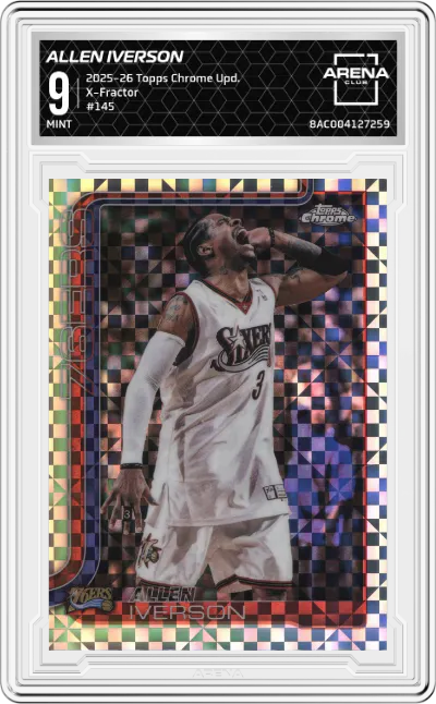 2025 Topps Chrome Update Allen Iverson X-Fractor #145 ARENA CLUB 9