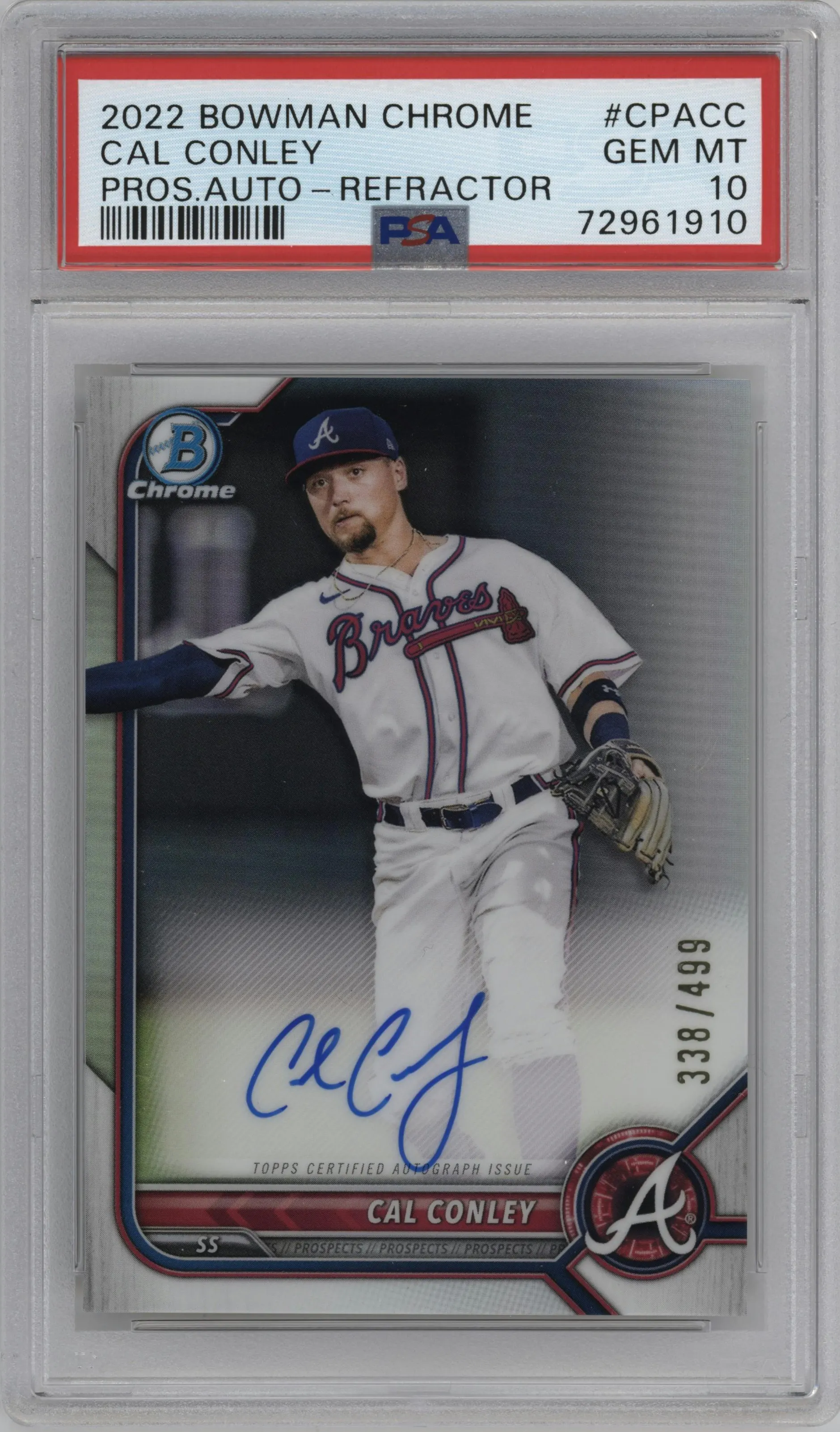 2022 Bowman Chrome Pros.Auto Cal Conley Refractor #CPA-CC PSA 10