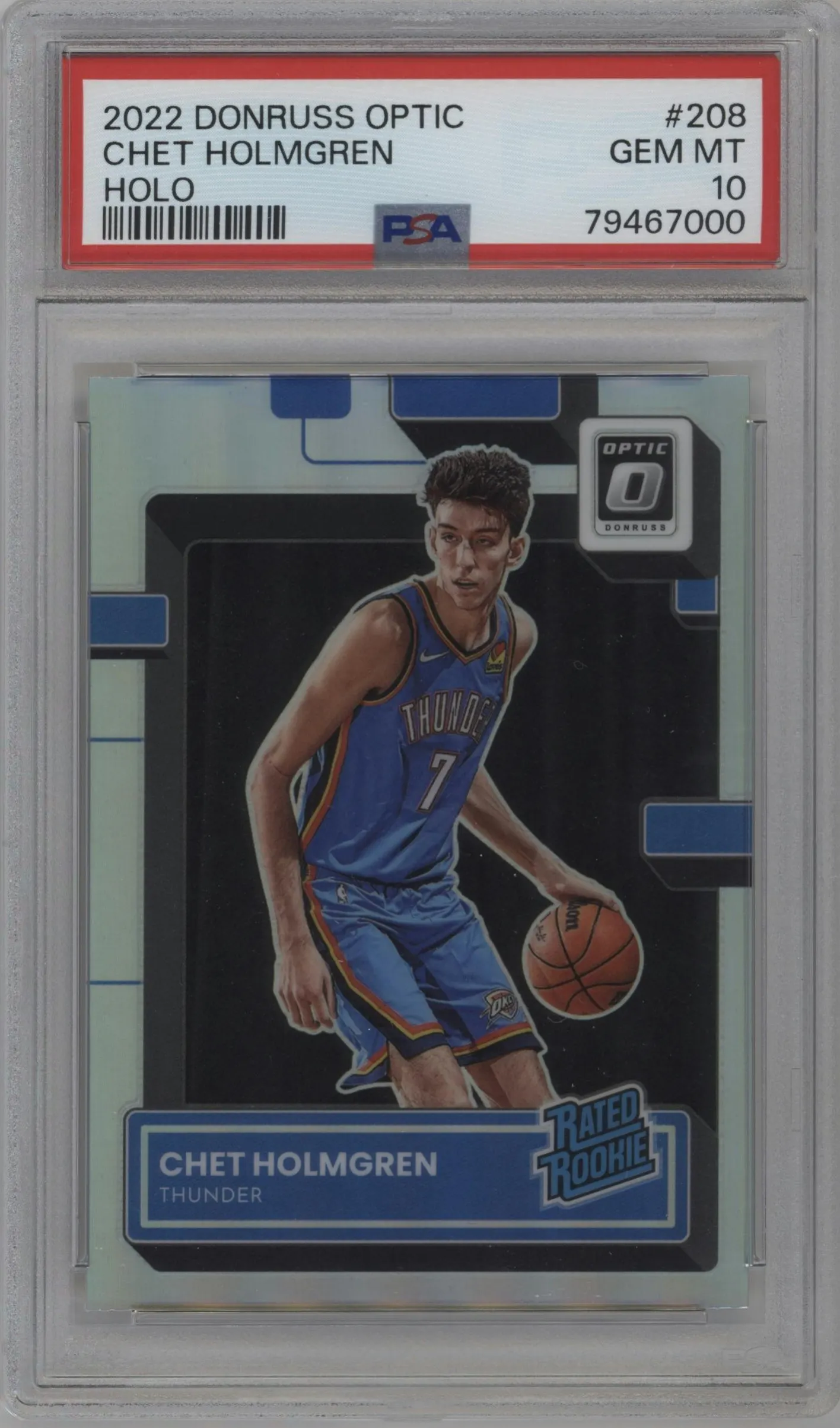2022 Panini Donruss Optic Rated Rookie Chet Holmgren Holo #208 PSA 10