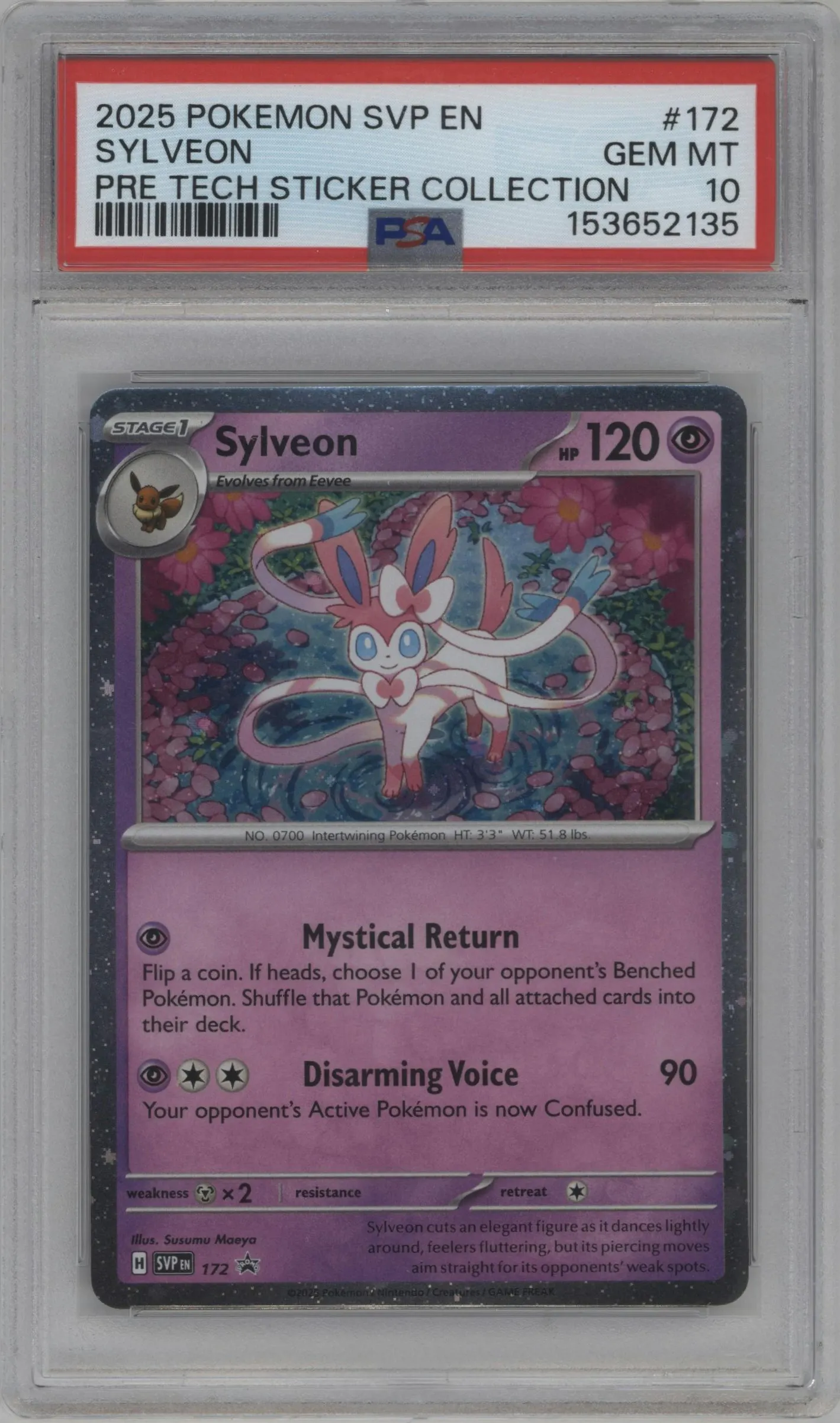 2025 Pokemon SV Sylveon Prismatic Evolutions Tech Sticker Collection #172 PSA 10