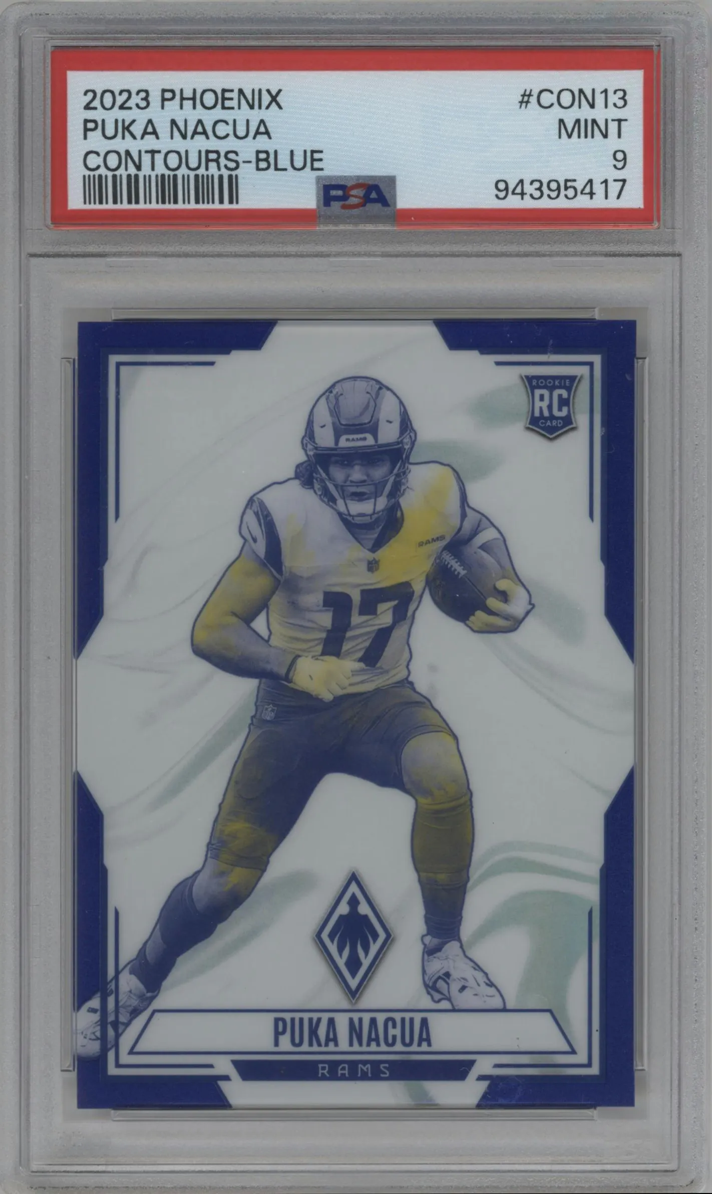 2023 Panini Phoenix Contours Puka Nacua Blue PSA 9