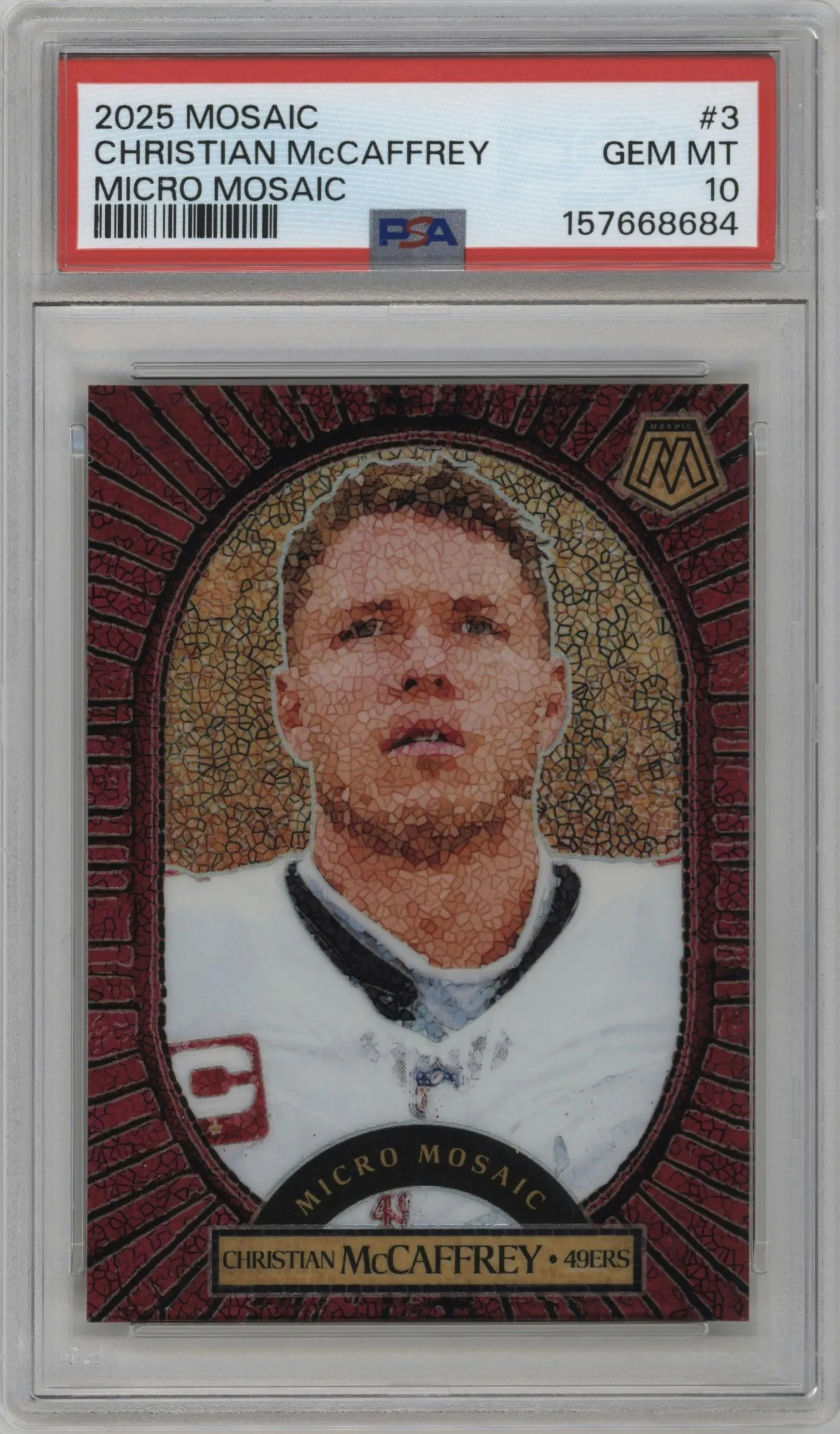 2025 Panini Mosaic Micro Mosaic Christian McCaffrey #3 PSA 10