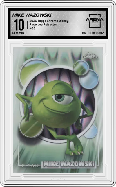 2026 Topps Chrome Disney Mike Wazowski Raywave Refractor #28 ARENA CLUB 10