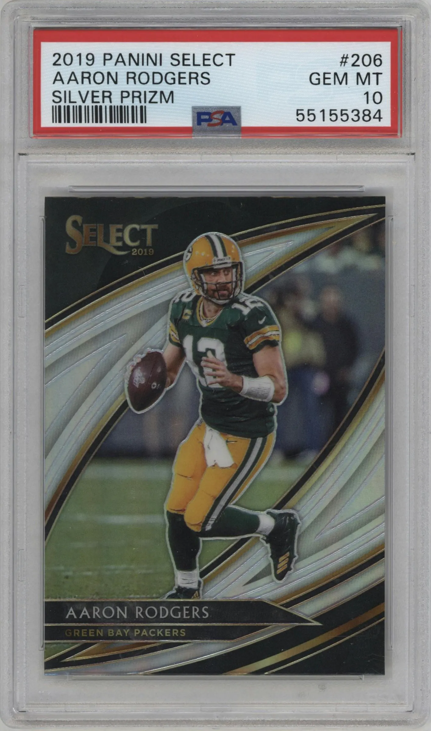 2019 Panini Select Field Lvl. Aaron Rodgers Silver Prizm #206 PSA 10