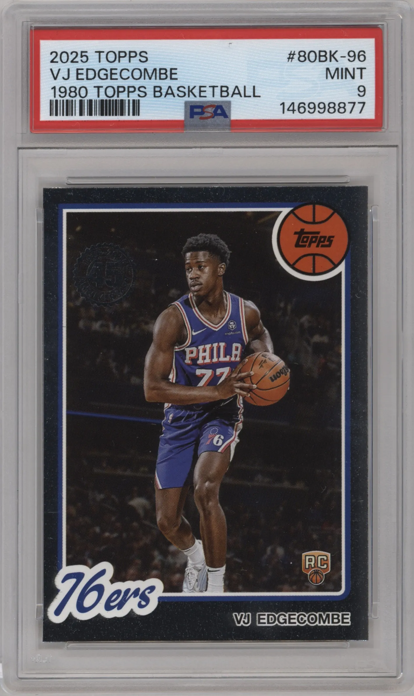 2025 Topps 1980-81 VJ Edgecombe #80BK-96 PSA 9