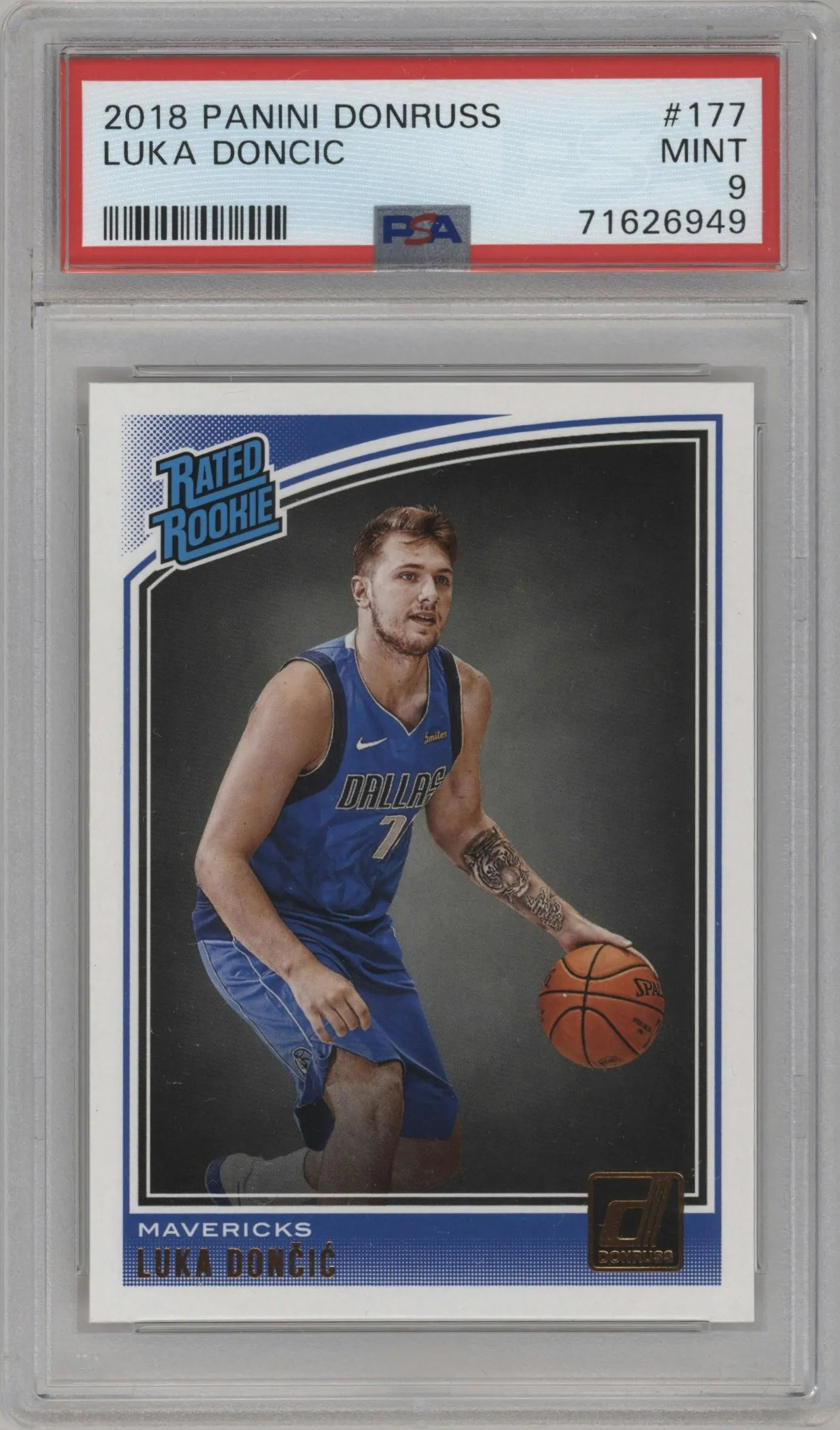 2018 Panini Donruss Rated Rookie Luka Doncic #177 PSA 9