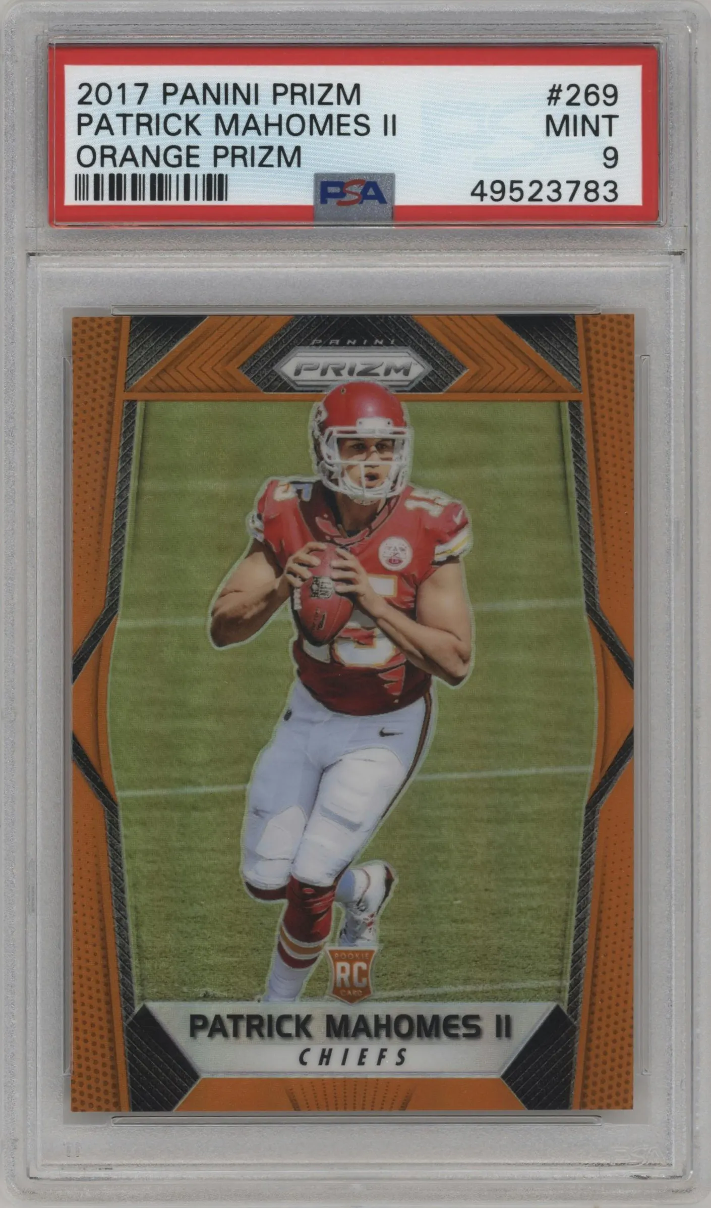 2017 Panini Prizm Patrick Mahomes II Orange Prizm #269 PSA 9