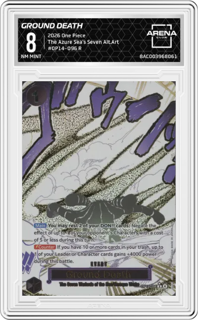 2026 One Piece The Azure Sea's Seven Ground Death Alternate Art R #OP14-096 R ARENA CLUB 8