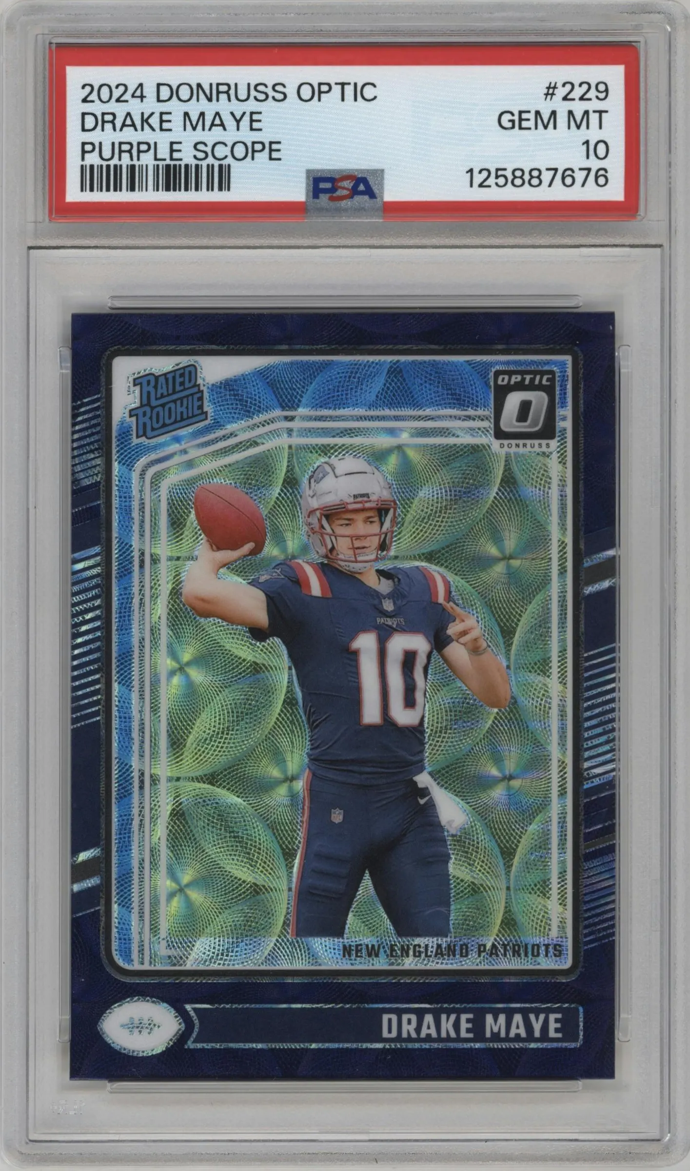 2024 Donruss Optic Rated Rookie Drake Maye Purple Scope #229 PSA 10