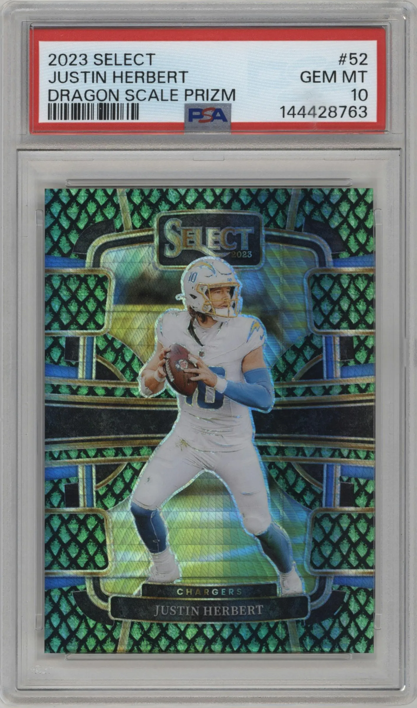 2023 Panini Select Justin Herbert Dragon Scale #52 PSA 10
