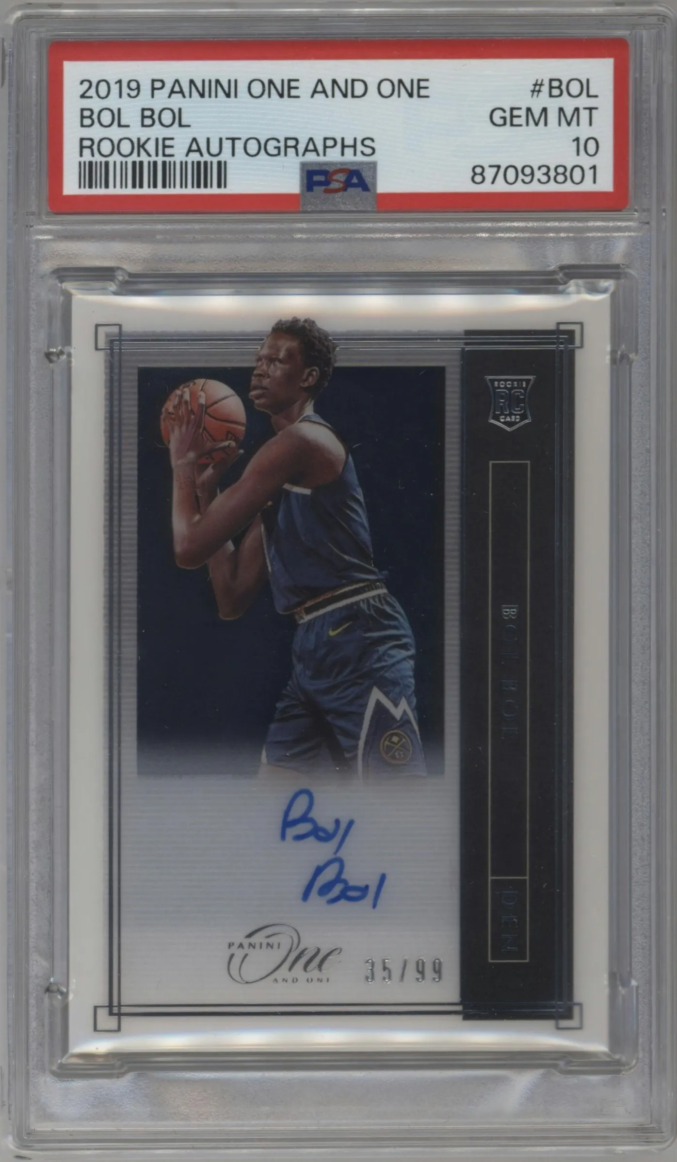 2019 Panini One and One Rke.Auto Bol Bol #RA-BOL PSA 10