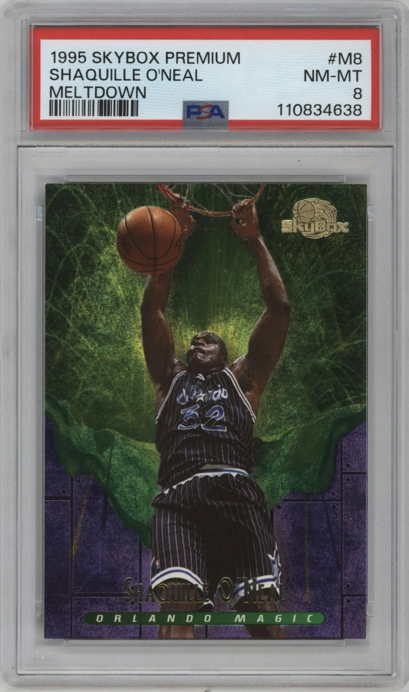 1995 Skybox Premium Meltdown Shaquille O'Neal #M8 PSA 8