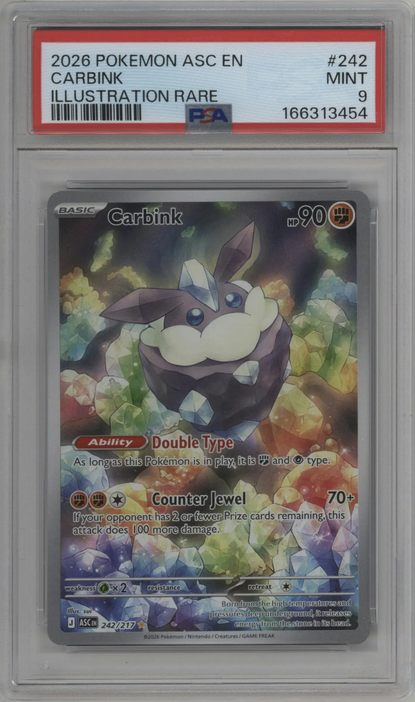 2026 Pokemon Mega Evolution Ascended Heroes Carbink #242 PSA 9