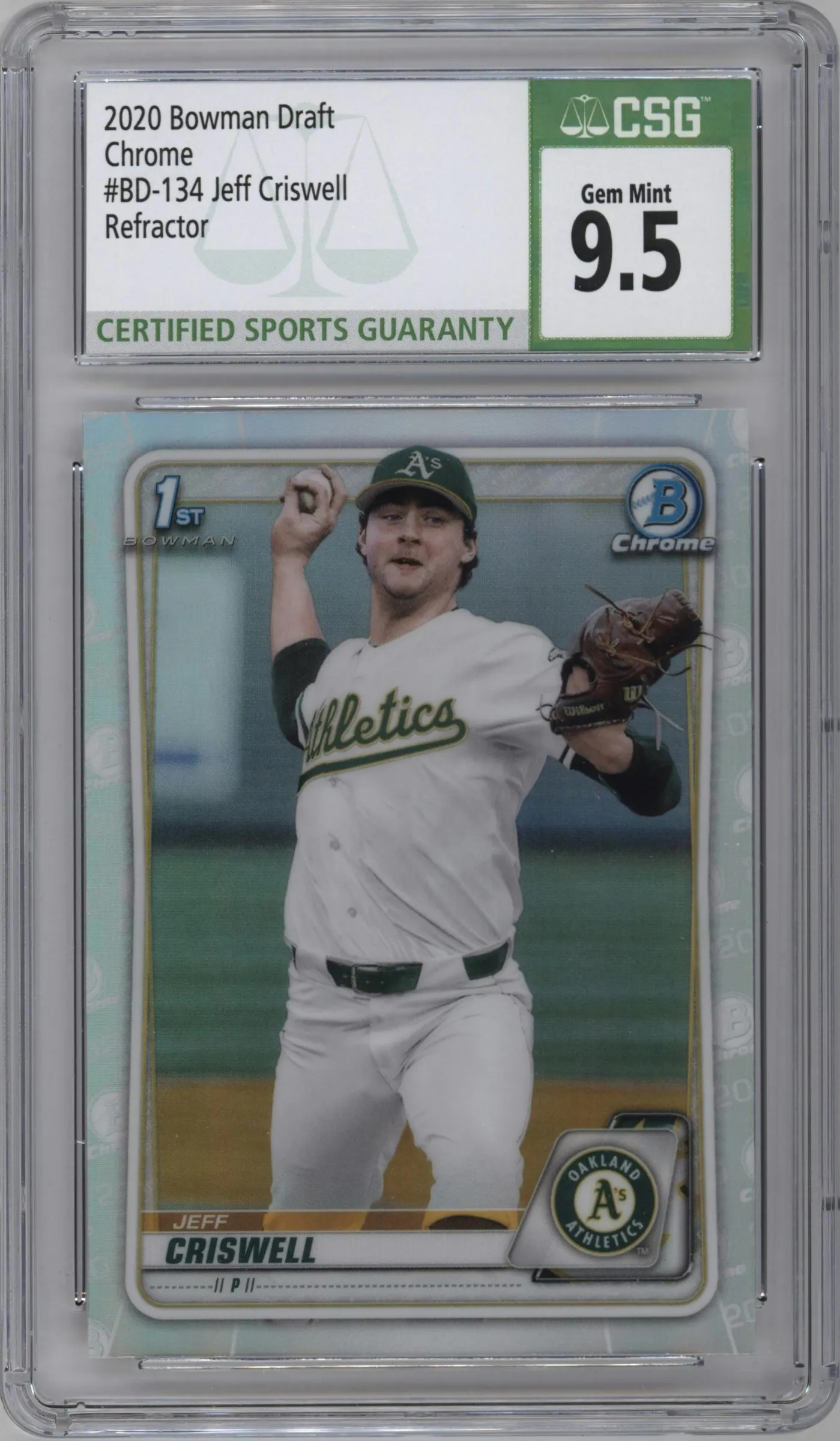 2020 Bowman Draft Chrome Jeff Criswell Refractor CGC 9.5