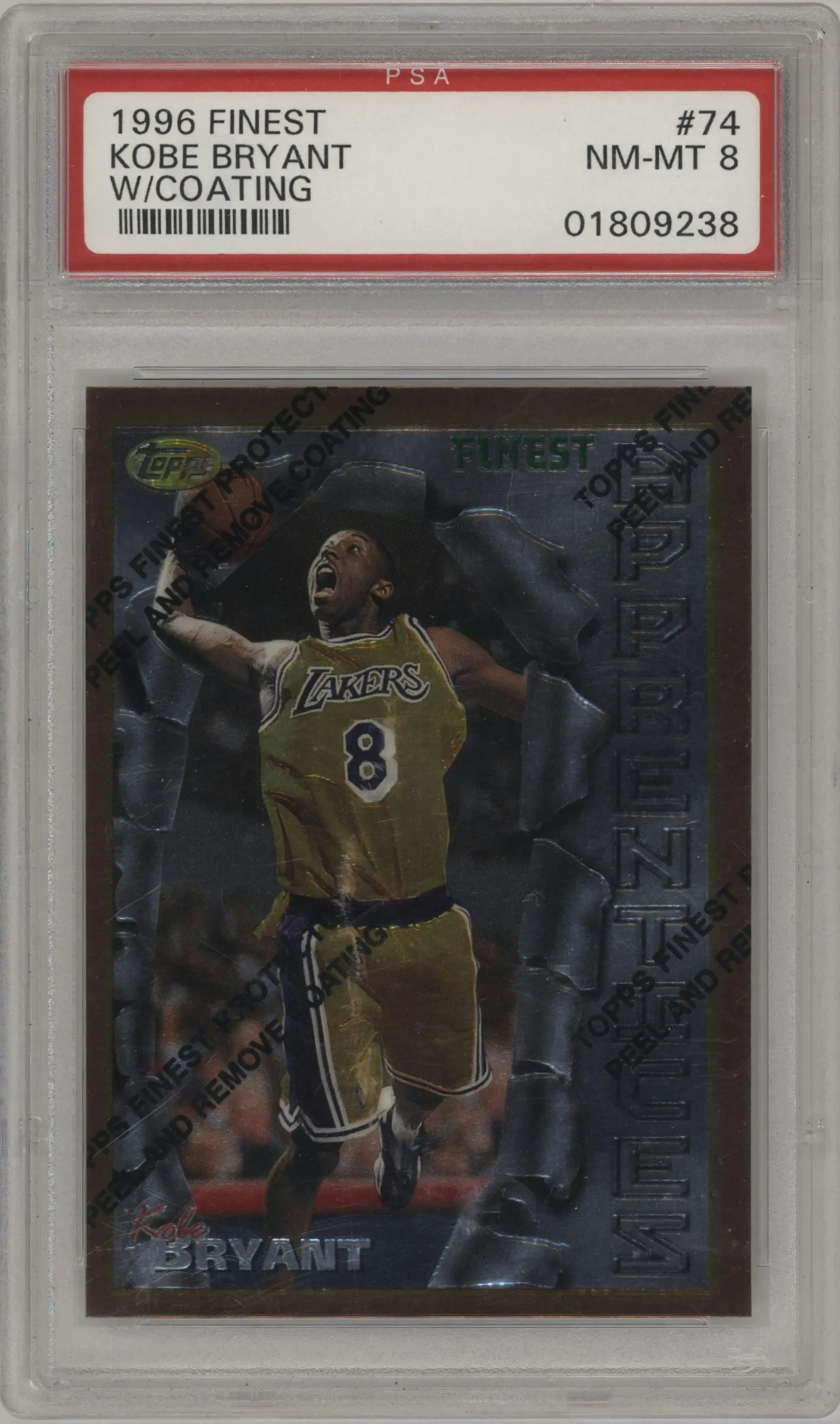 1996 Topps Finest Kobe Bryant W/ Coating #74 PSA 8