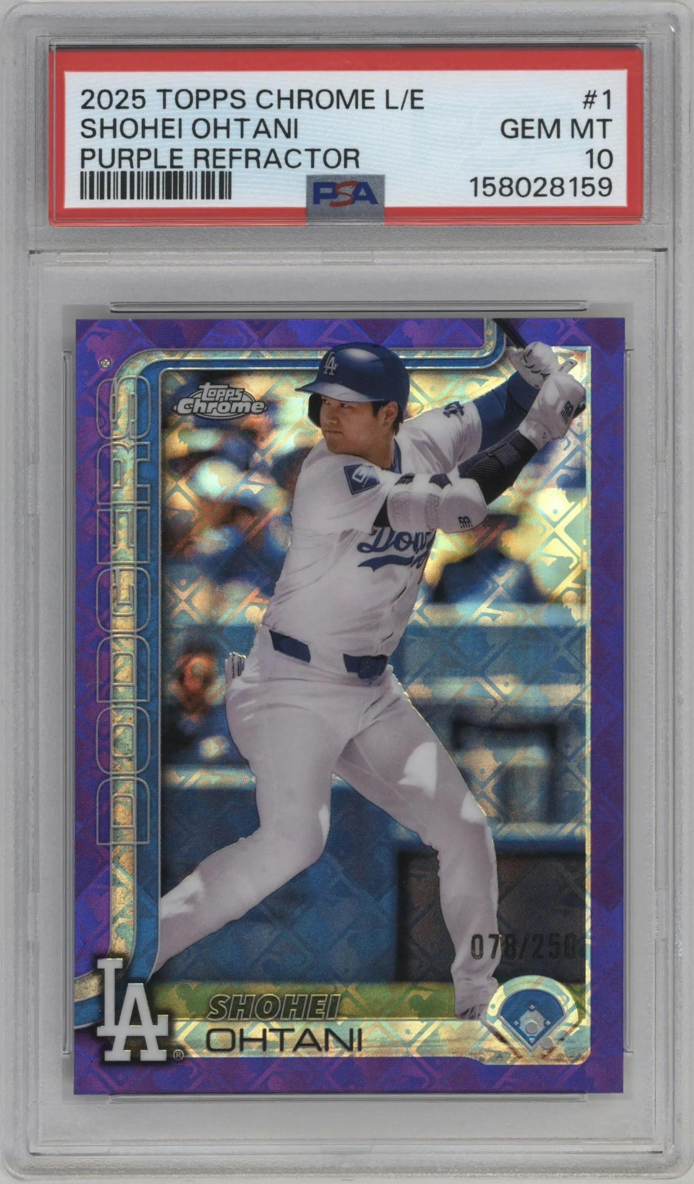2025 Topps Chrome Logofractor Edition Shohei Ohtani Purple Refractor #1 PSA 10