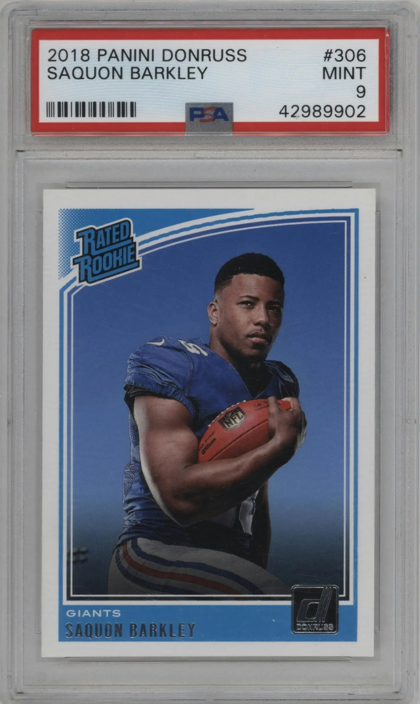 2018 Panini Donruss Rated Rookie Saquon Barkley PSA 9