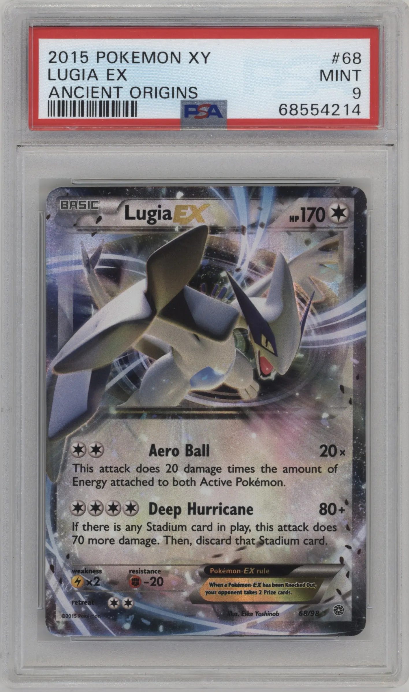 2015 Pokemon XY Ancient Origins Lugia EX #68 PSA 9